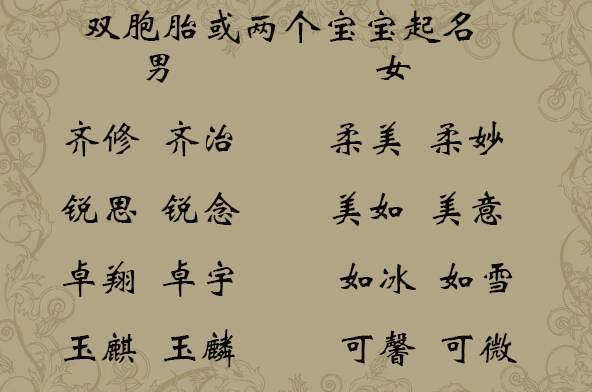 双胞胎如何起名字_双胞胎如何起名字